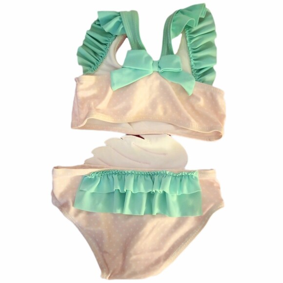 Sol Swim Swan Baby Swimsuit Pink Polka Dot sz 18M Girls Bikini/OnePiece - Picture 3 of 4